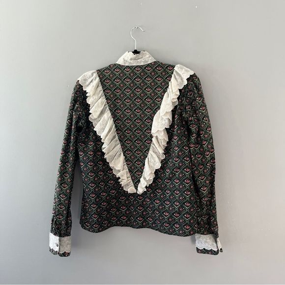 Vintage Floral Western Longsleeve w/ White Ruffles - Picture 2 of 7